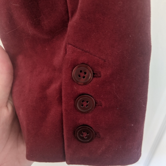 Vintage Old Navy Blazer Women’s Burgundy Velvet Silky Bow Detail | Small - Picture 4 of 8